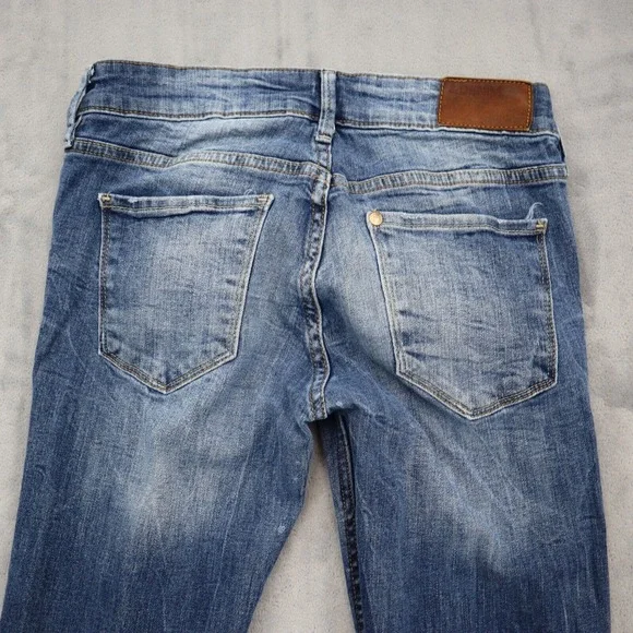 HM Pants Womens 28 Blue Denim Low Waist Boot Cut Flat Front Jeans Bottoms - Picture 9 of 16
